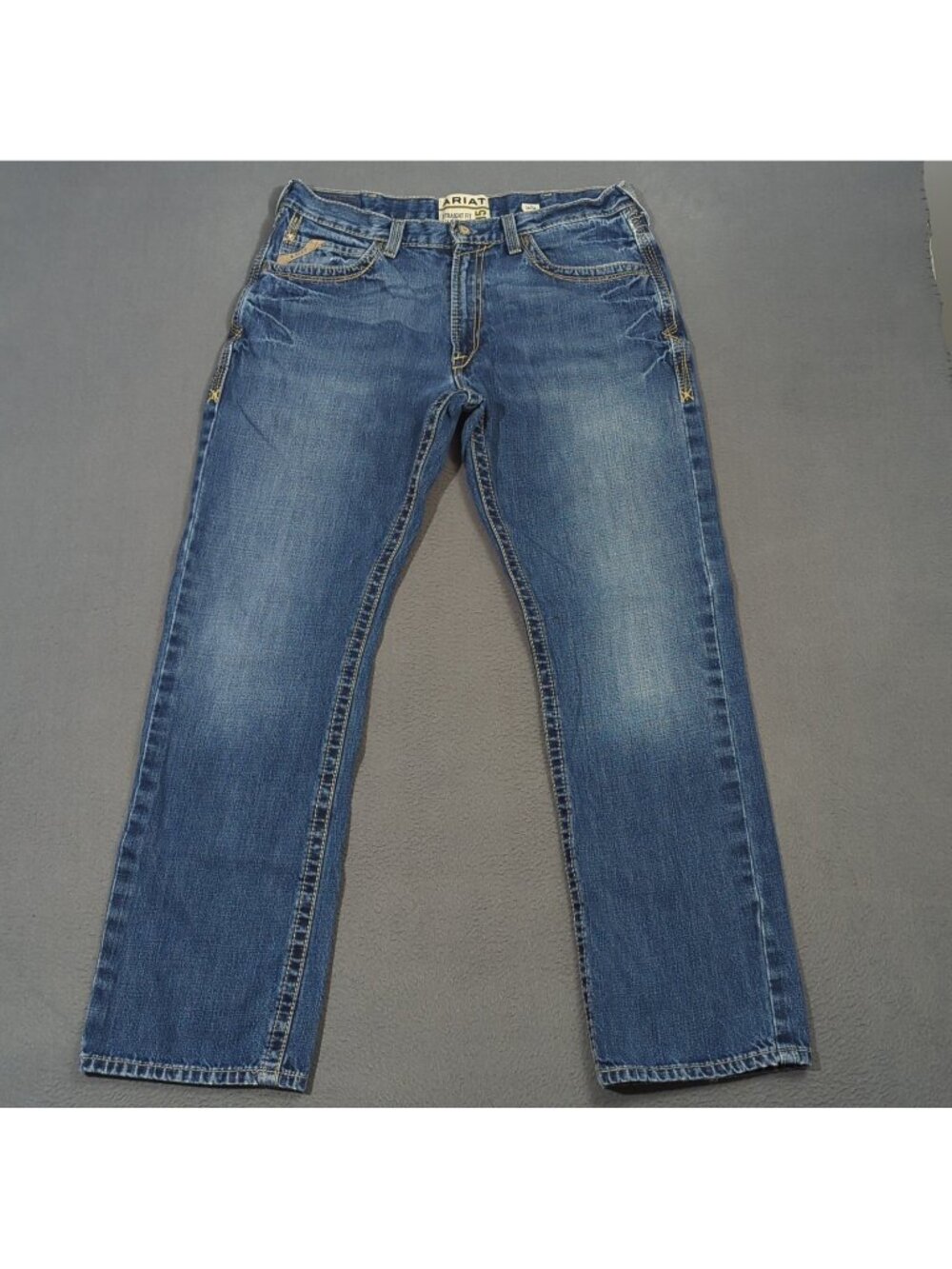 Ariat Jeans Mens 36x34 Fits 35x33 Blue M5 Straight Boundary Straight Leg Western